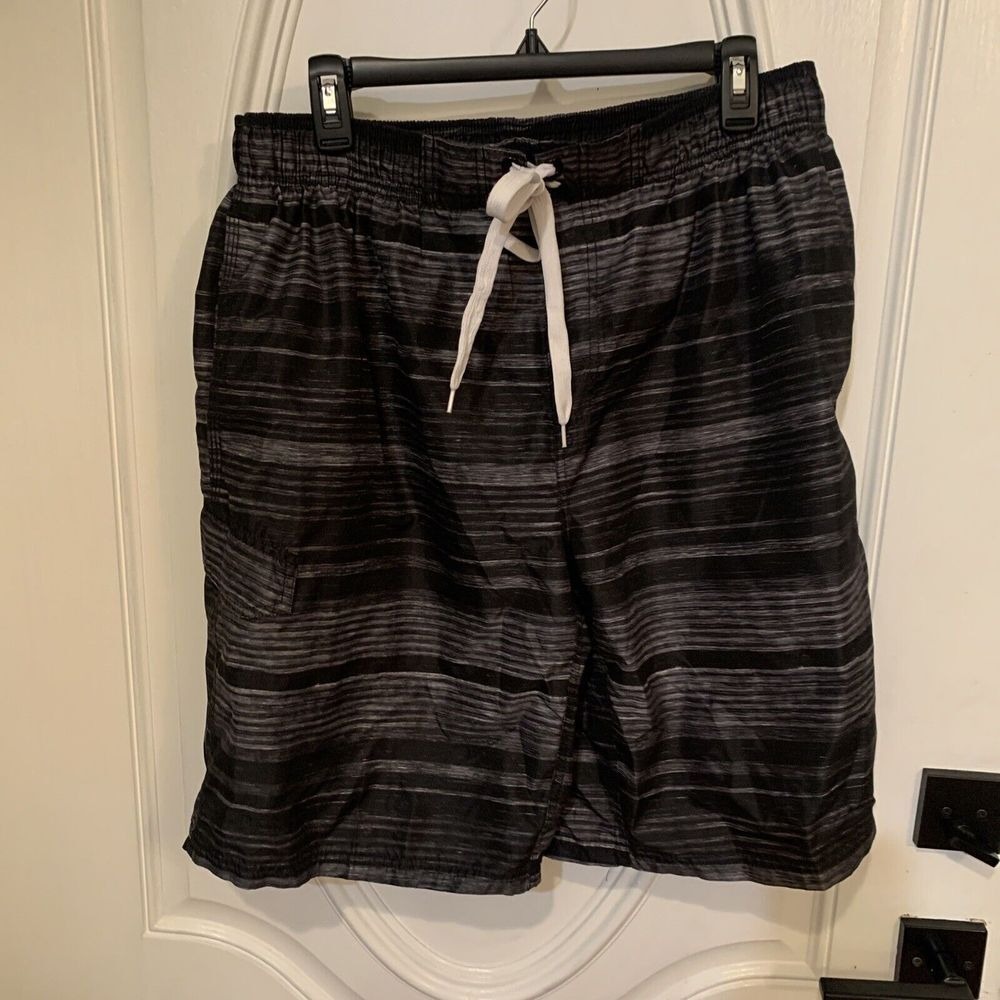 Kanu Surf Board‎ Shorts Men's Lined size XL  Black & Gray Striped